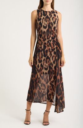 Julia Jordan Julia Jordan Animal Print Mesh Midi Dress