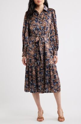 Julia Jordan Julia Jordan Floral Long Sleeve Midi Shirtdress
