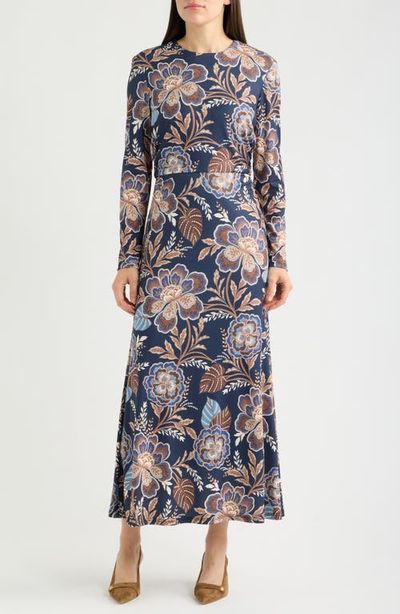 Julia Jordan Julia Jordan Floral Long Sleeve Velvet Midi Dress