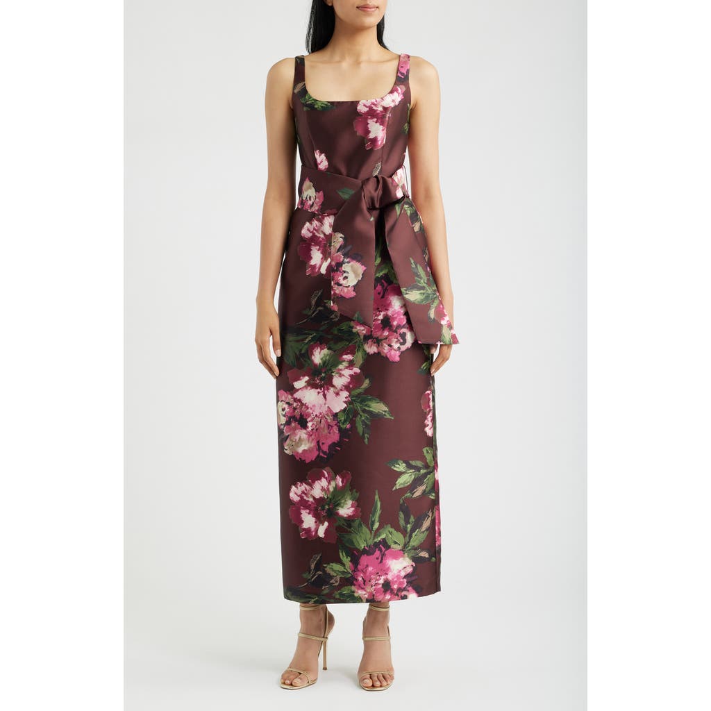 Julia Jordan Julia Jordan Floral Print Sleeveless Satin Gown