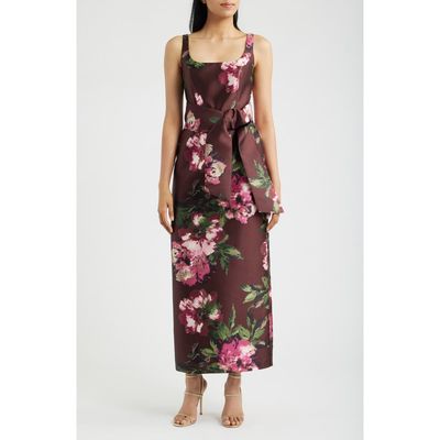 Julia Jordan Julia Jordan Floral Print Sleeveless Satin Gown
