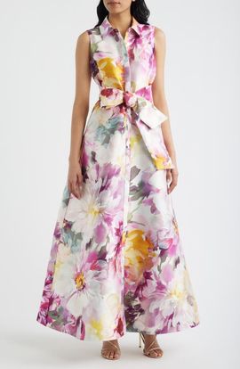 Julia Jordan Julia Jordan Floral Satin Gown