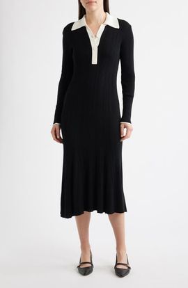 Julia Jordan Julia Jordan Long Sleeve Rib Polo Sweater Dress