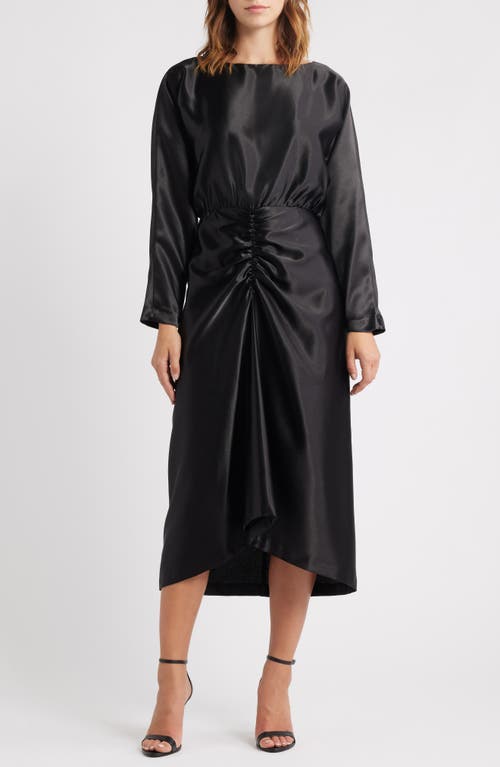 Julia Jordan Julia Jordan Long Sleeve Satin Cocktail Midi Dress
