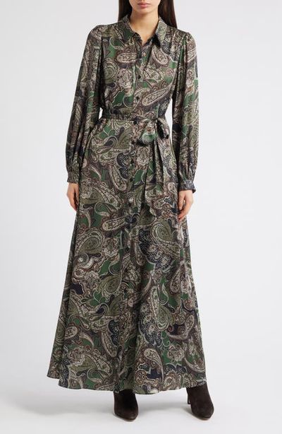 Julia Jordan Julia Jordan Paisley Long Sleeve Maxi Shirtdress