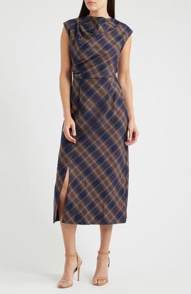 Julia Jordan Julia Jordan Plaid Pleated Midi Dress