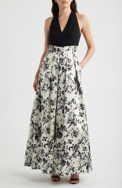 Julia Jordan Julia Jordan Print Pleated Sleeveless Gown