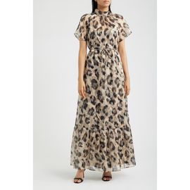 Julia Jordan Julia Jordan Print Tie Waist Organza Gown
