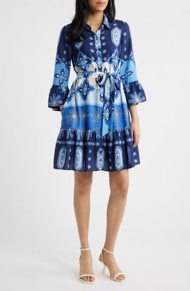 Julia Jordan Julia Jordan Print Tie Waist Shirtdress