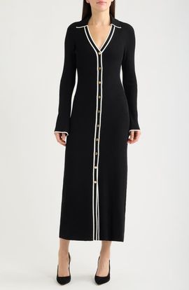 Julia Jordan Julia Jordan Rib Long Sleeve Midi Sweater Dress