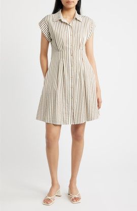 Julia Jordan Julia Jordan Striped Button Front Shirtdress
