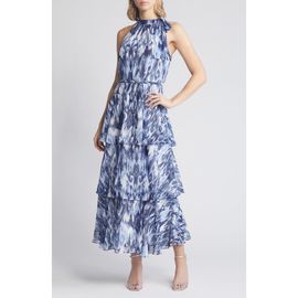 Julia Jordan Julia Jordan Tiered Tie Neck Maxi Dress
