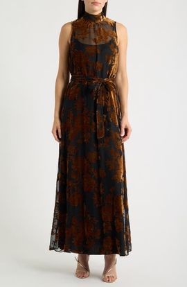 Julia Jordan Julia Jordan Velvet Burnout Sleeveless Maxi Dress