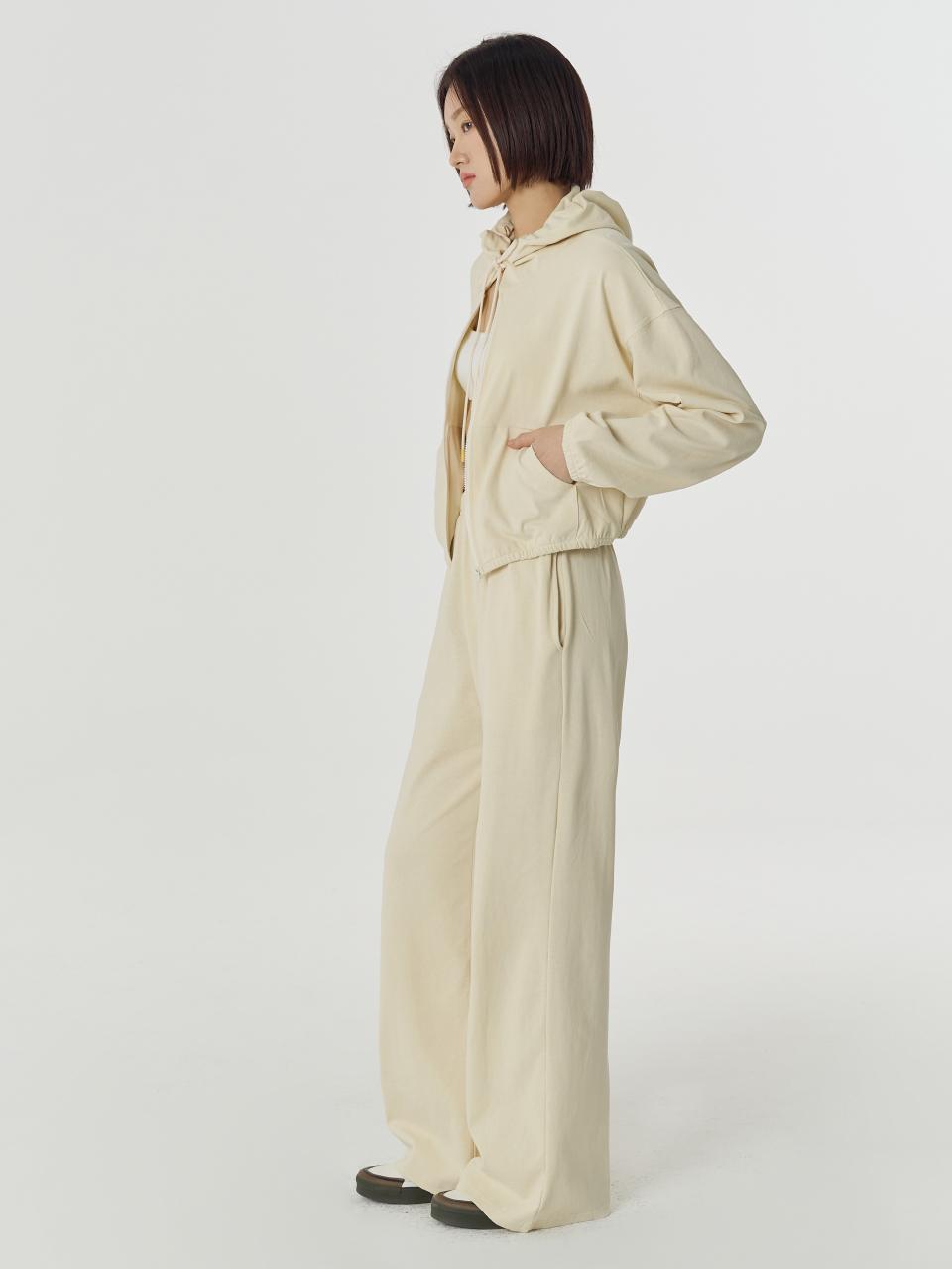 JULIAPEPE Cotton Bio-Washed Cropped Bomber Hoodie [Buttery Yellow]