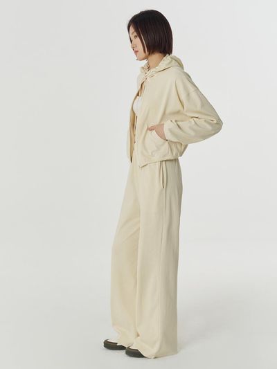 JULIAPEPE Cotton Bio-Washed Cropped Bomber Hoodie [Buttery Yellow]