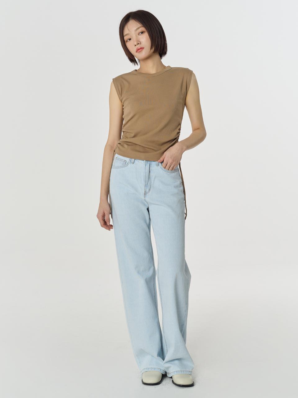 JULIAPEPE Cotton Drawstring Sleeveless Top [BROWN]