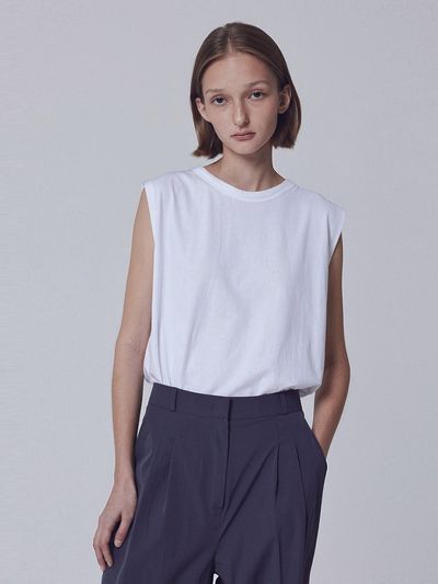 JULIAPEPE Cotton Square Sleeveless Top (White)
