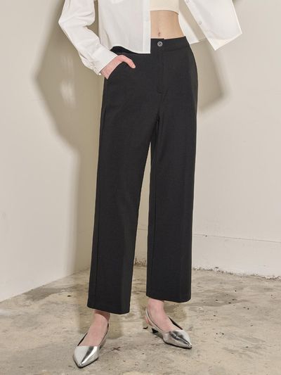 JULIAPEPE Hidden Banding Elastic Cropped Slacks [Black]