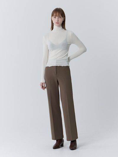 JULIAPEPE Semi Wide Hidden Elastic Wrinkle-Resistant Slacks [Brown]