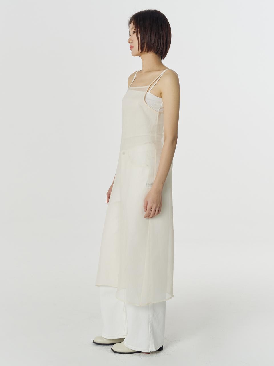 JULIAPEPE Simple Sleeveless See-through Relaxed-fit Dress [Cream]