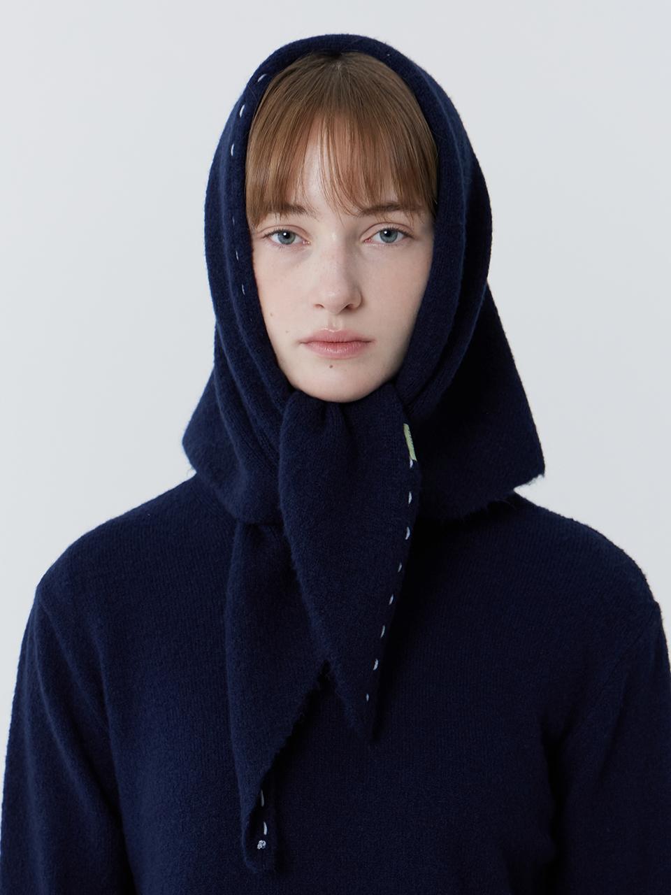 JULIAPEPE Soft Wool-Blend Versatile Bandana [Navy]