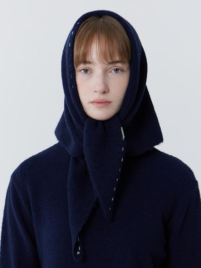 JULIAPEPE Soft Wool-Blend Versatile Bandana [Navy]