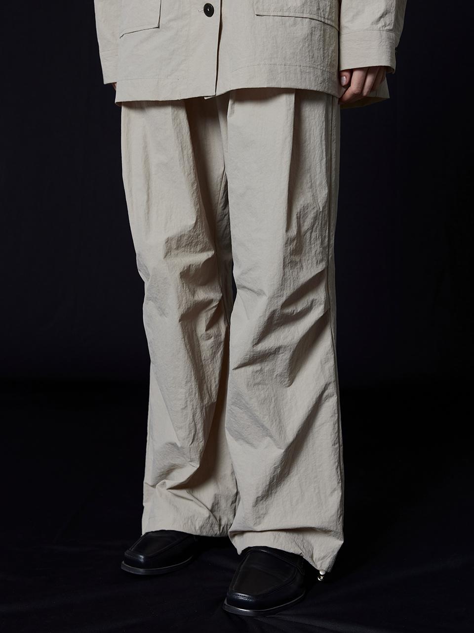 JULIAPEPE Two-Pleated Wide-Leg Casual Pants [Beige]
