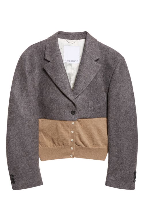JULIE KEGELS - Billy Mixed Media Crop Wool Blazer