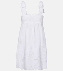 green emerald velvet dress White Loose Mini Dress → Juliet Dunn London main image 0