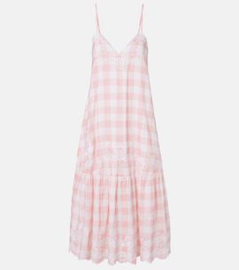 Juliet Dunn Juliet Dunn Embroidered checked cotton midi dress
