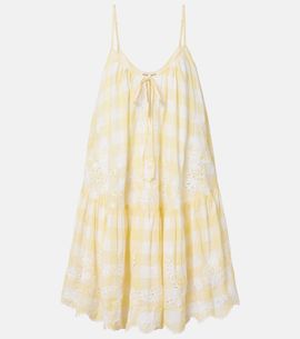 Juliet Dunn Juliet Dunn Embroidered checked cotton minidress