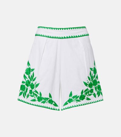 Juliet Dunn Juliet Dunn Embroidered cotton and linen shorts