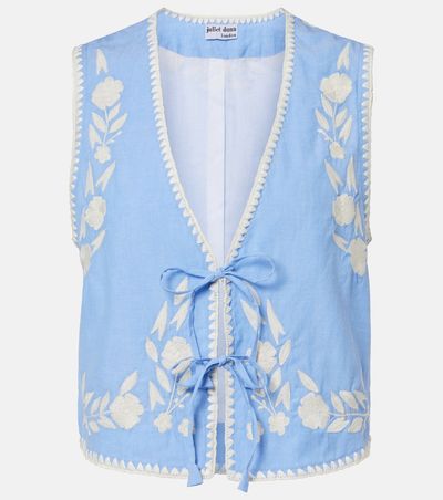 Juliet Dunn Juliet Dunn Embroidered cotton chambray vest