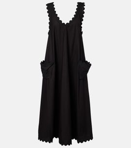 Juliet Dunn Juliet Dunn Embroidered scalloped cotton poplin midi dress