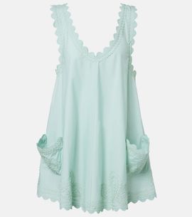 Juliet Dunn Juliet Dunn Embroidered scalloped cotton poplin minidress
