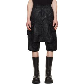 Julius Julius Black Coated Tactical Kite Denim Shorts