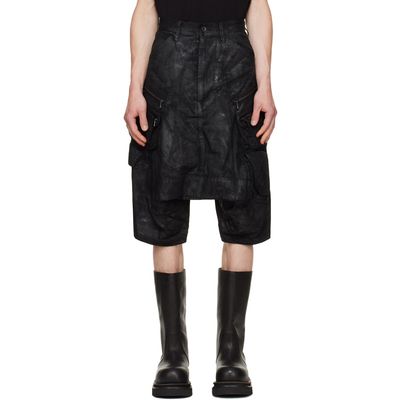 Julius Julius Black Coated Tactical Kite Denim Shorts