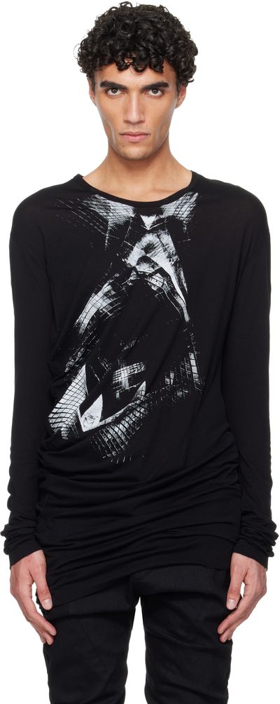 Julius Julius Black Numinous Print Curved T-shirt
