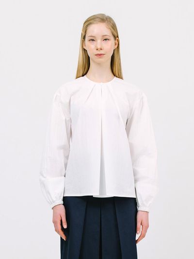 Jun by Jun k. shirring sleeve blouse_white