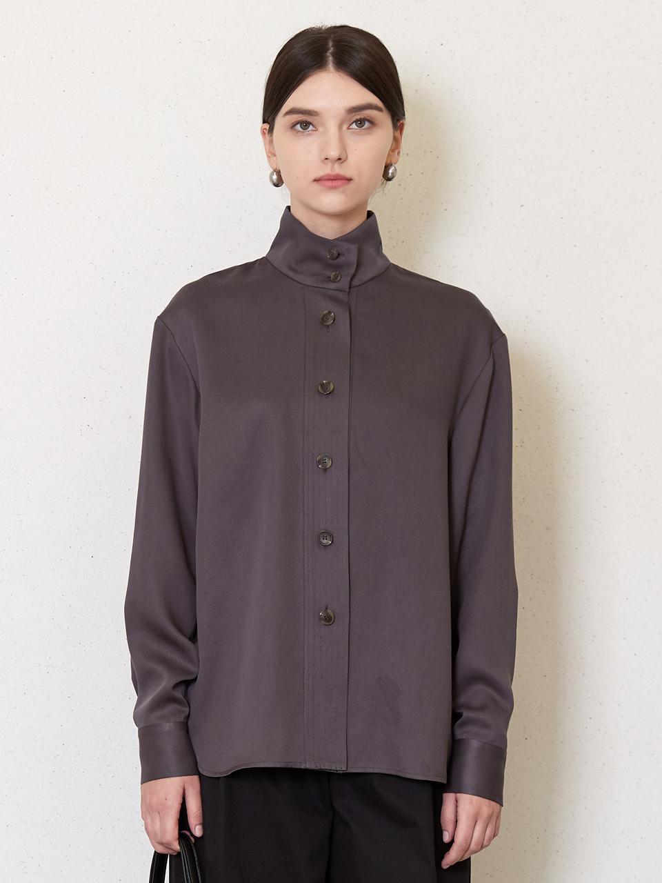 Jun by Jun k. Tencel Open Collar Shirt [Smoke]