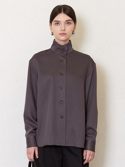 Jun by Jun k. Tencel Open Collar Shirt [Smoke]