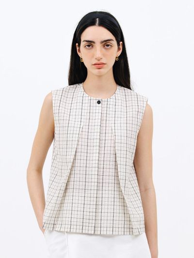 Jun by Jun k. Tuck Sleeveless Blouse_Check Black
