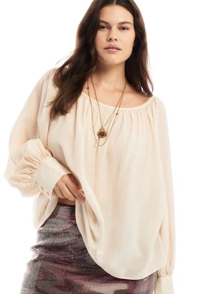 June + Vie June + Vie Boat Neck Balloon Sleeve Blouse