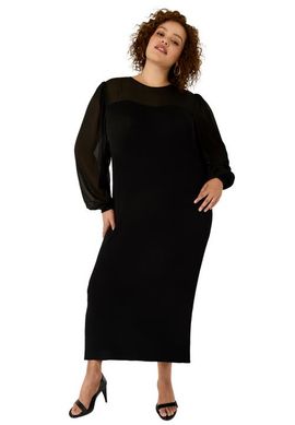 June & Vie June & Vie Chiffon Paneled Midi Sweater Dress (plus)