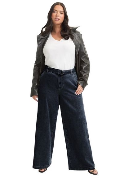 June + Vie June + Vie Curvie Fit High Waisted Wide Leg Utility Jean