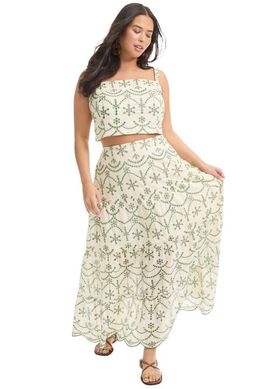 June + Vie June + Vie Eyelet Scalloped Hem Maxi Skirt