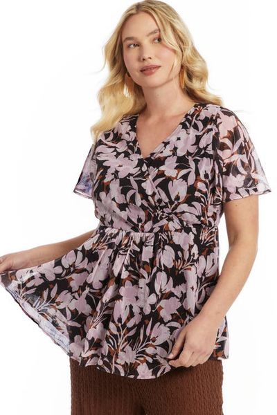 June + Vie June + Vie Faux Wrap Fit And Flare Top