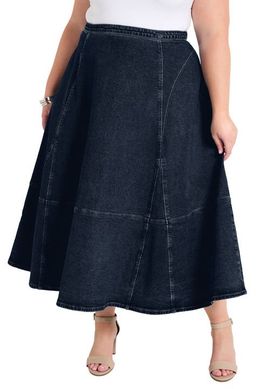 June + Vie June + Vie Fit And Flare Stretch Denim Midi Skirt