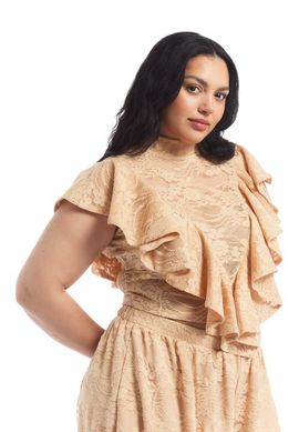 June & Vie June & Vie Floral Lace Ruffle Top (plus)