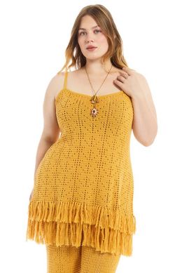 June & Vie June & Vie Fringe Trim Pointelle Knit Tunic (plus)